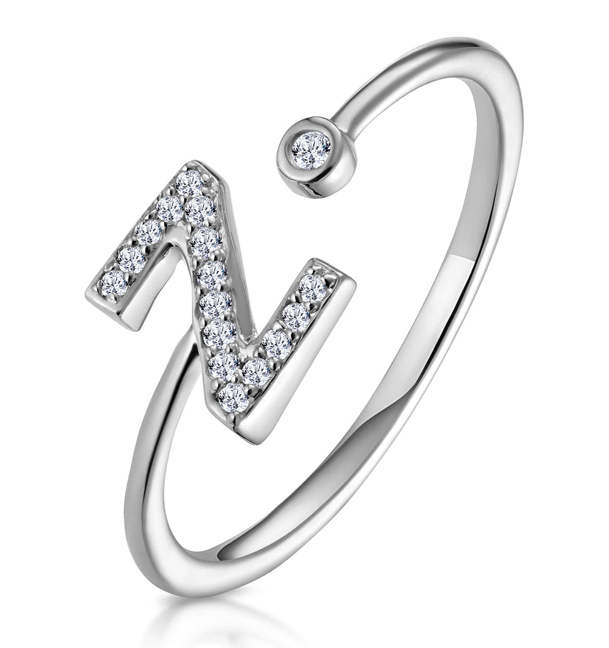 Diamond Initial Z Ring 0.07ct set in 9K White Gold