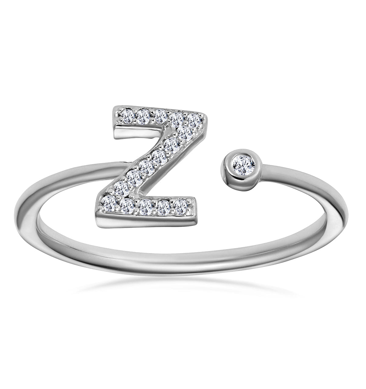 Diamond Initial Z Ring 0.07ct set in 9K White Gold