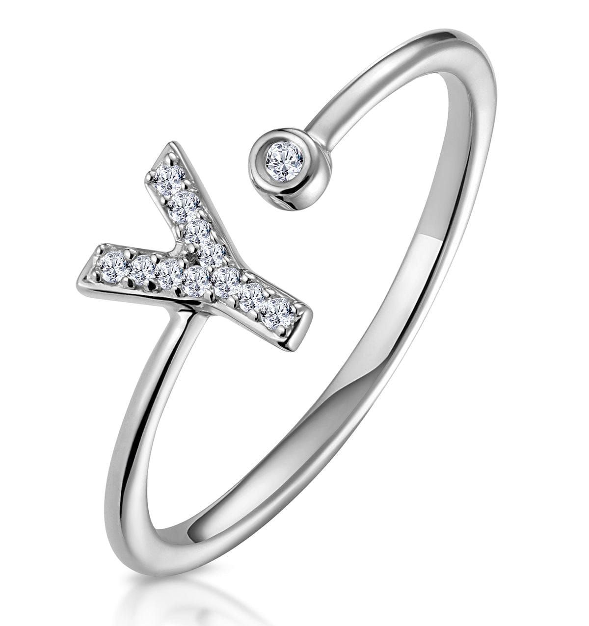 Diamond Initial Y Ring 0.07ct set in 9K White Gold
