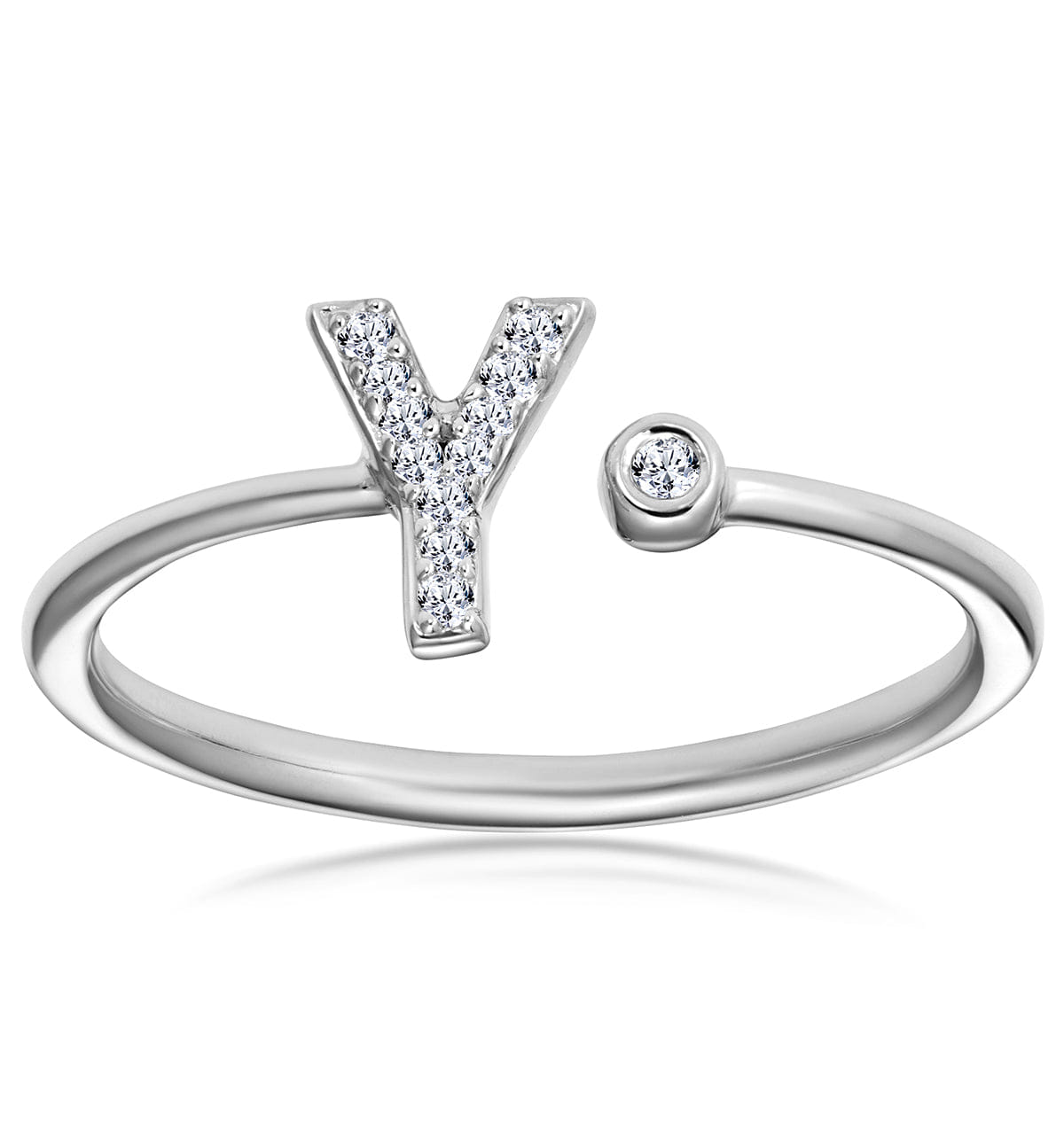 Diamond Initial Y Ring 0.07ct set in 9K White Gold