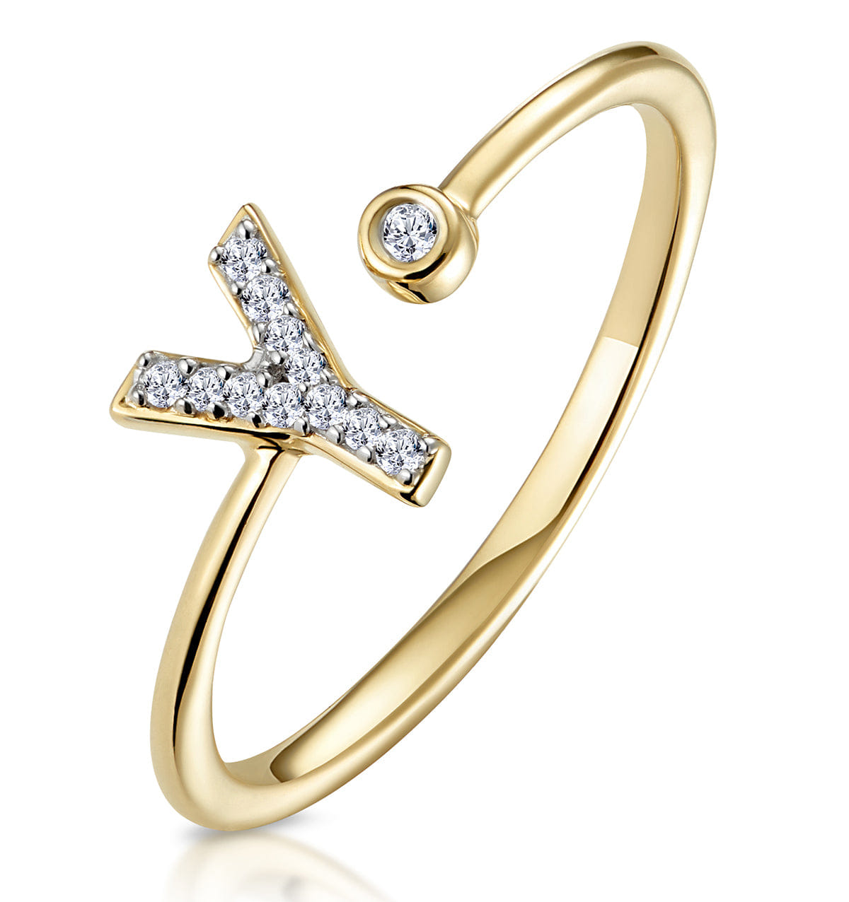 Diamond Initial Y Ring 0.07ct set in 9K Gold