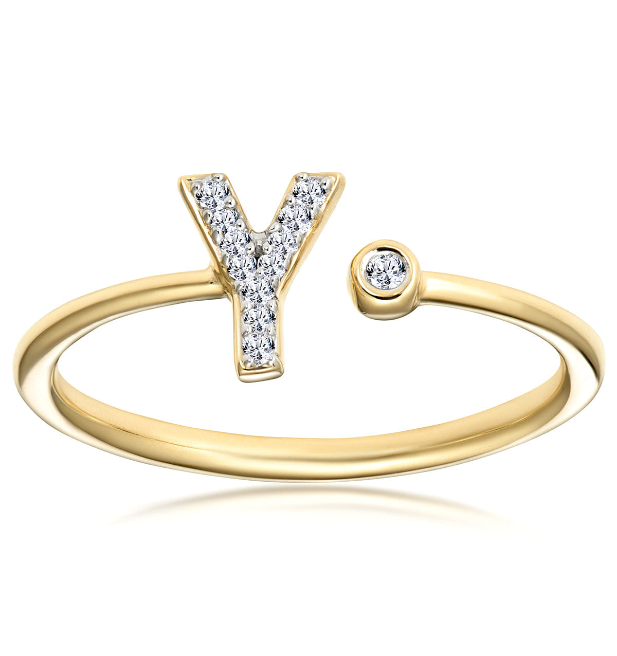 Diamond Initial Y Ring 0.07ct set in 9K Gold