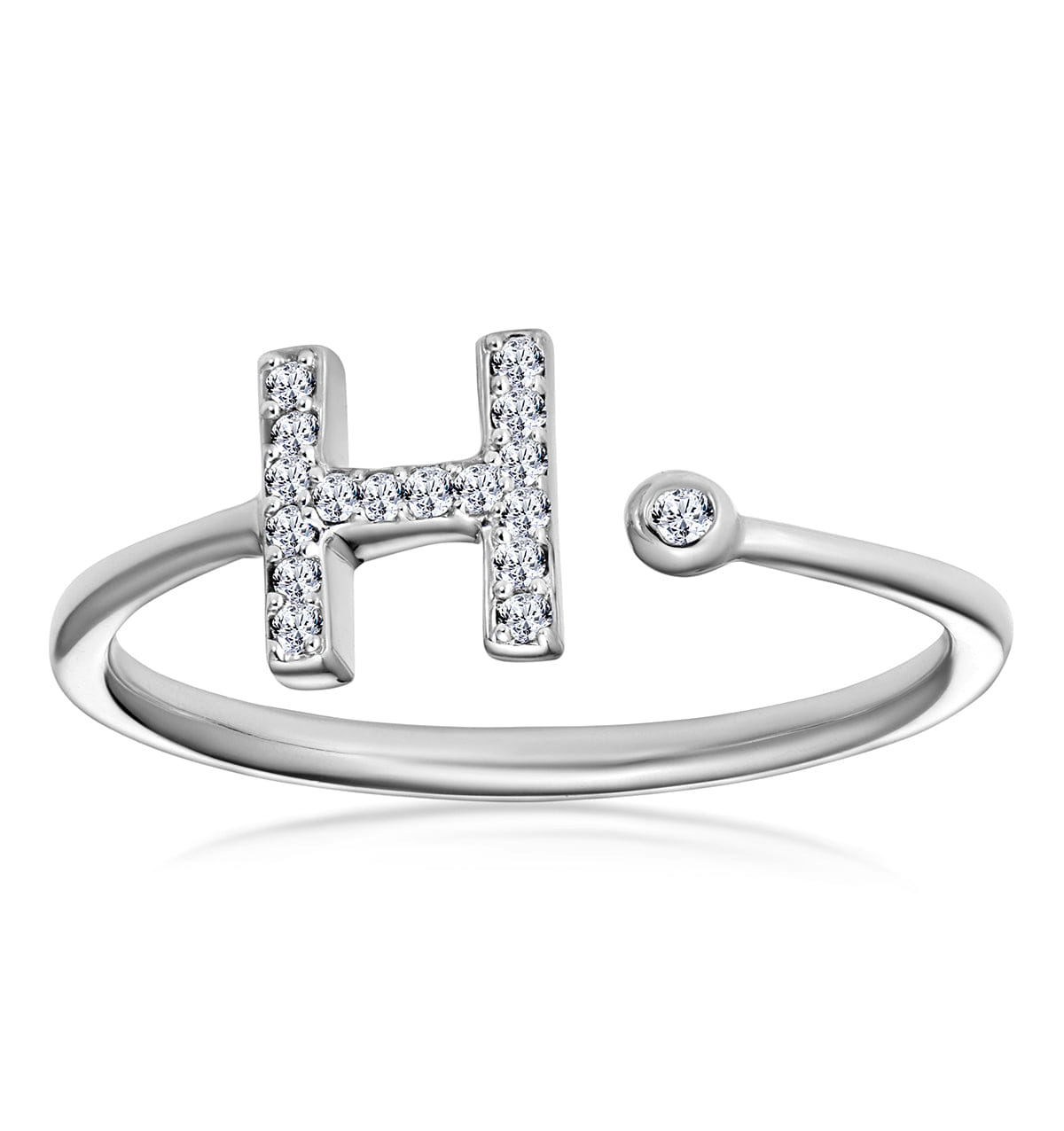 Diamond Initial H Ring 0.07ct set in 9K White Gold