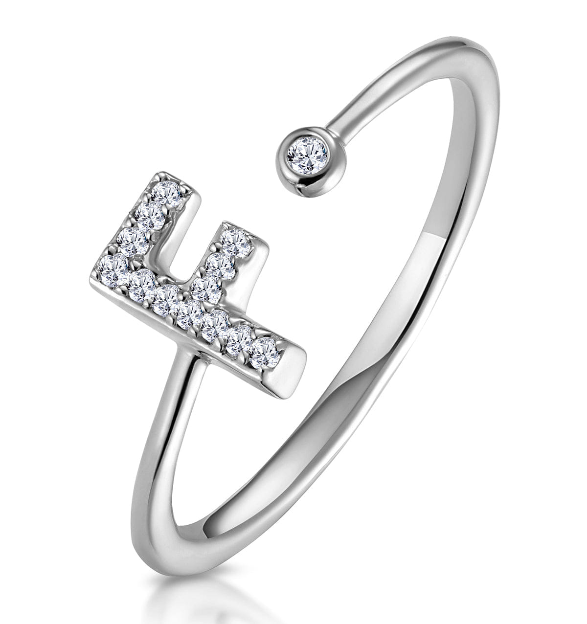 Diamond Initial F Ring 0.07ct set in 9K White Gold