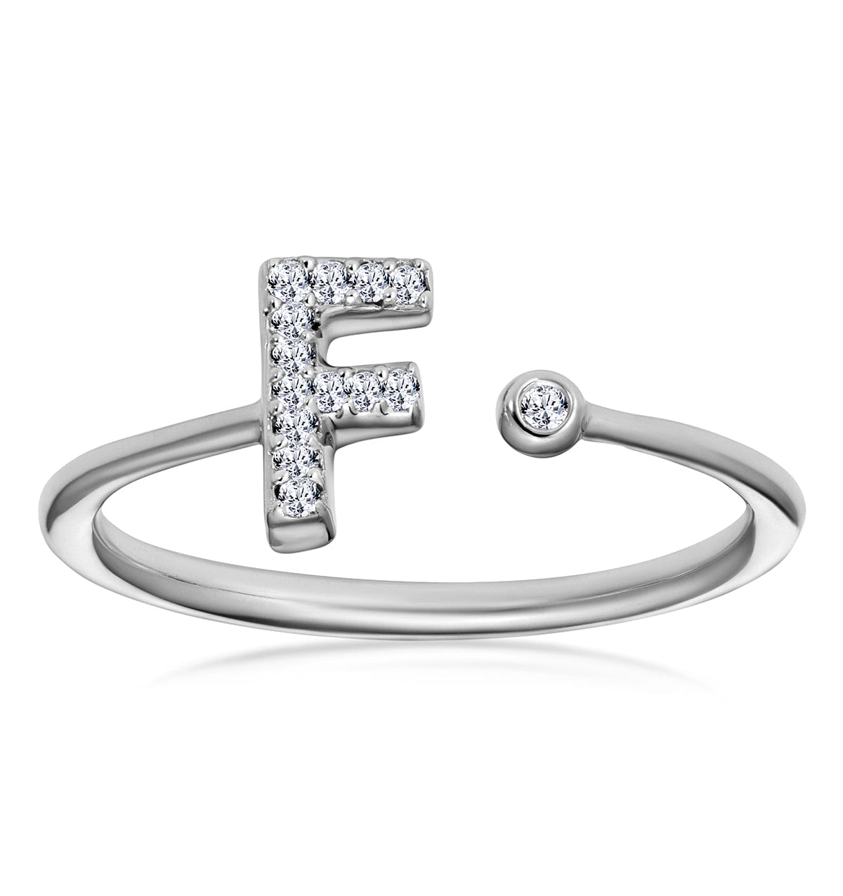 Diamond Initial F Ring 0.07ct set in 9K White Gold