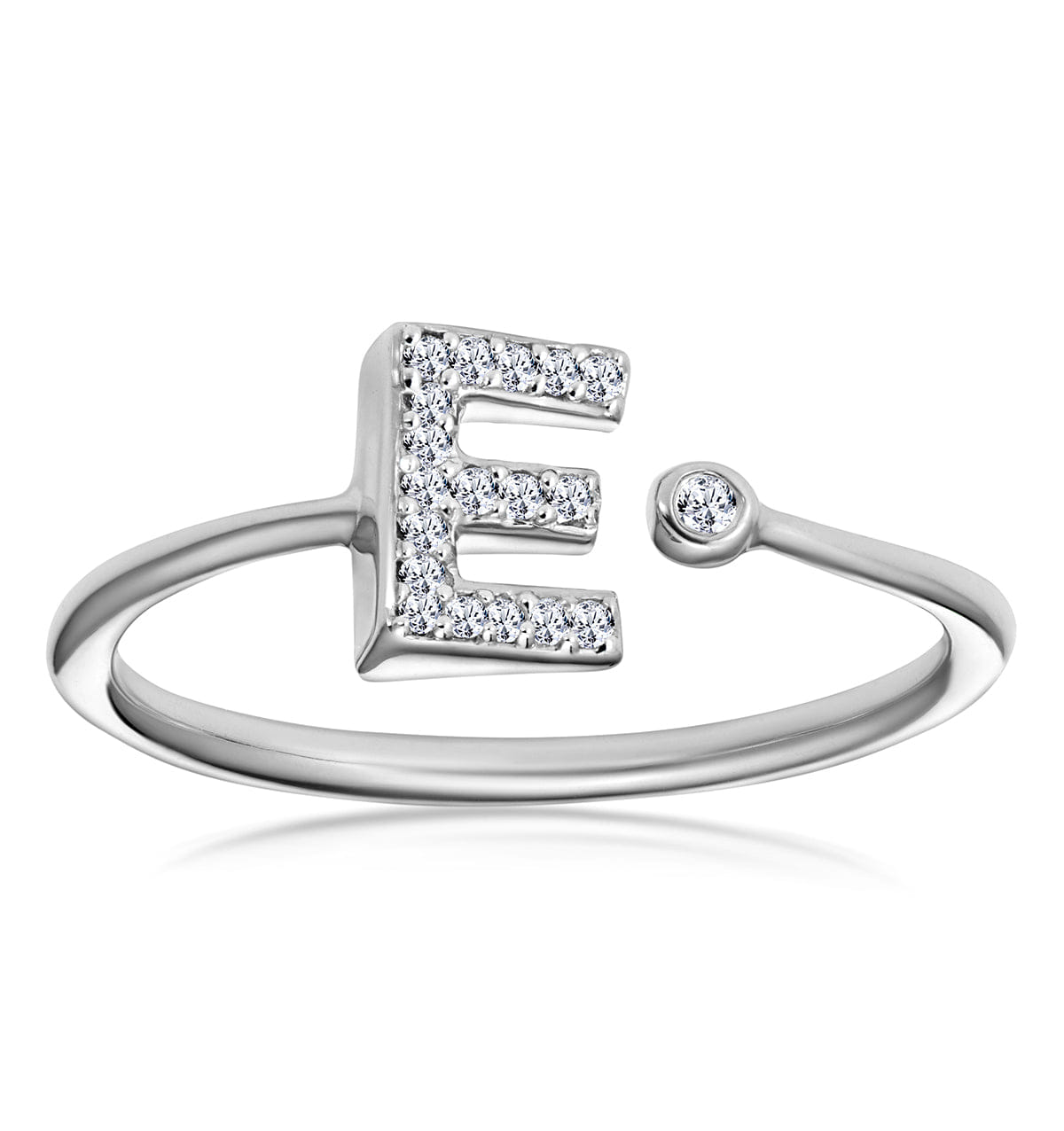 Diamond Initial E Ring 0.07ct set in 9K White Gold