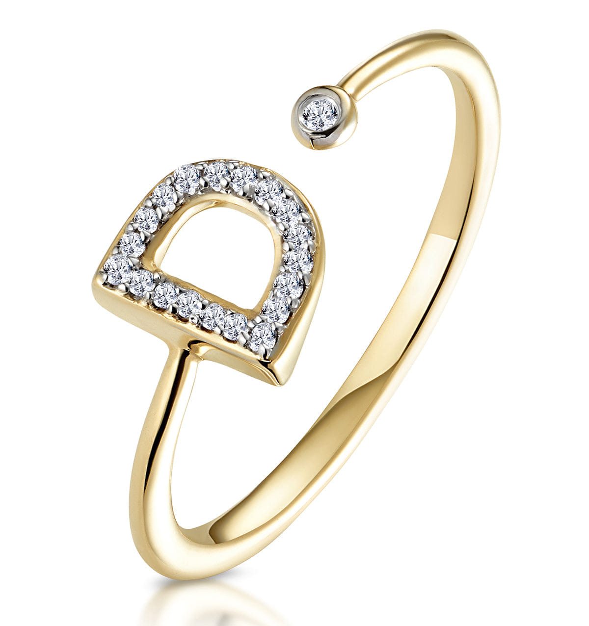 Diamond Initial D Ring 0.07ct set in 9K Gold