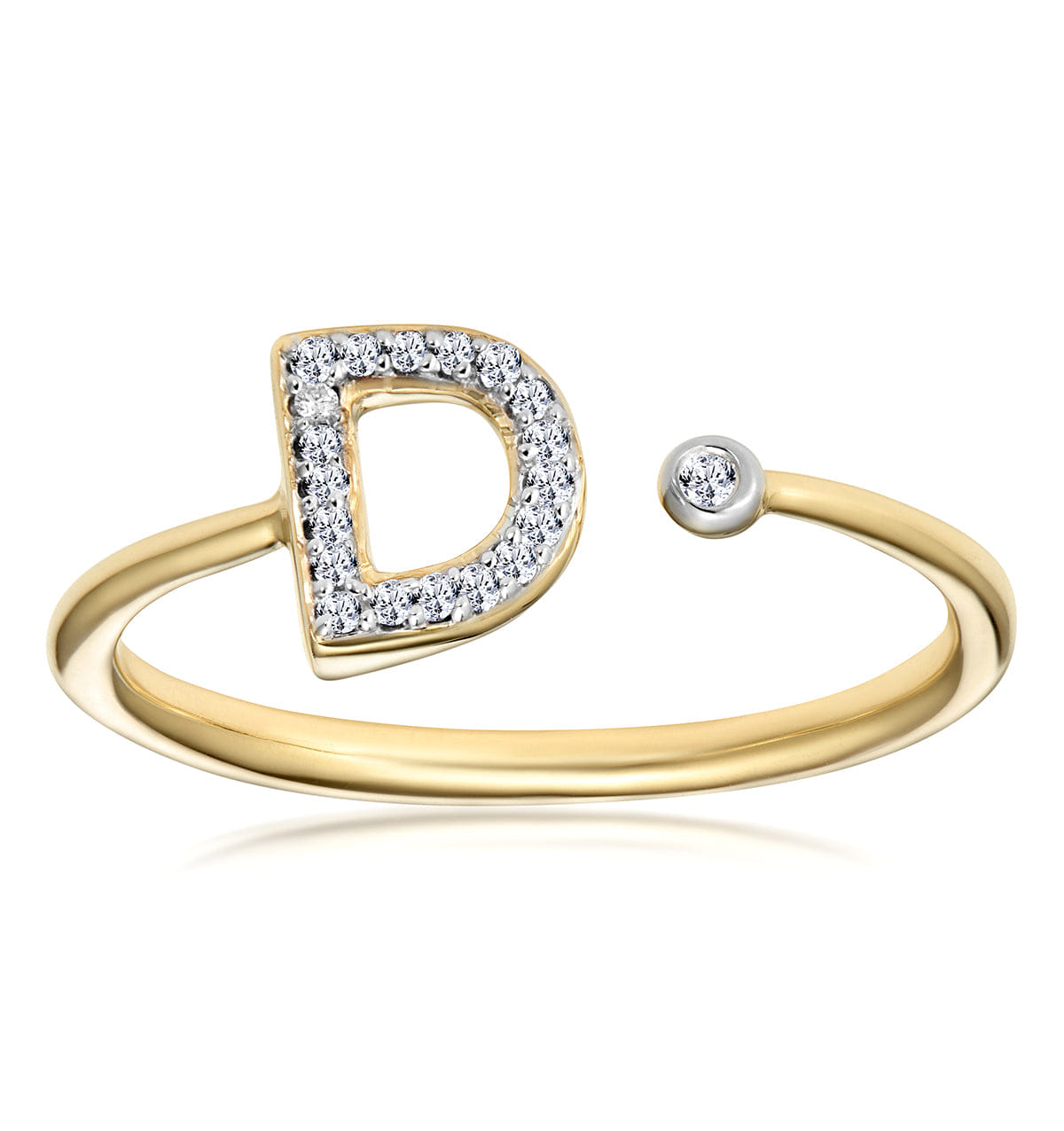Diamond Initial D Ring 0.07ct set in 9K Gold
