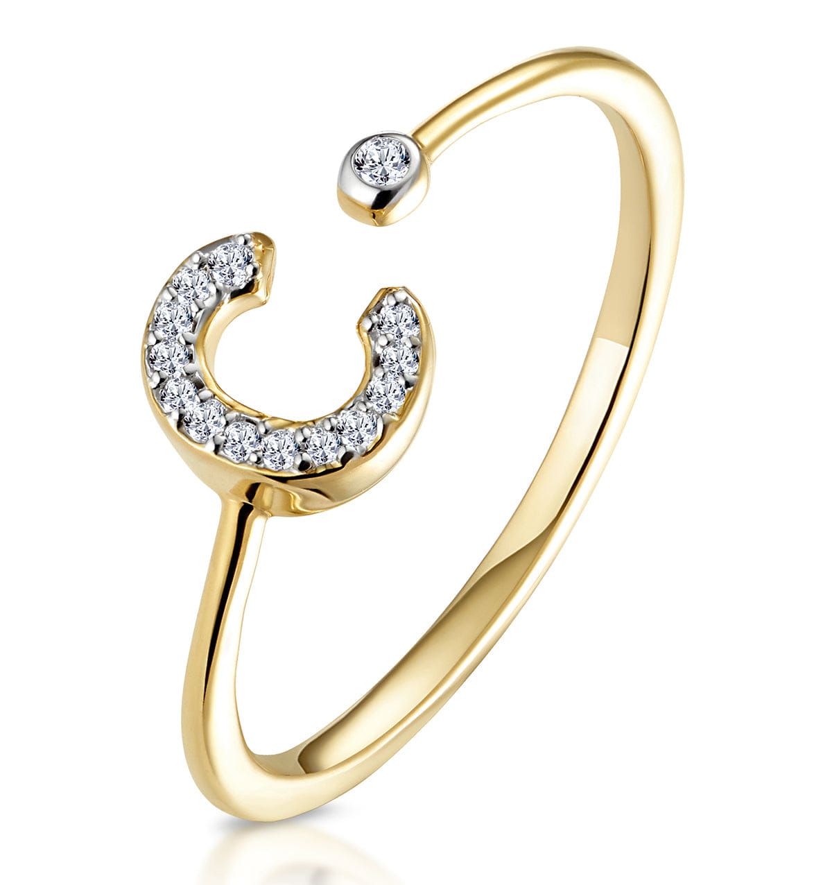 Diamond Initial C Ring 0.07ct set in 9K Gold