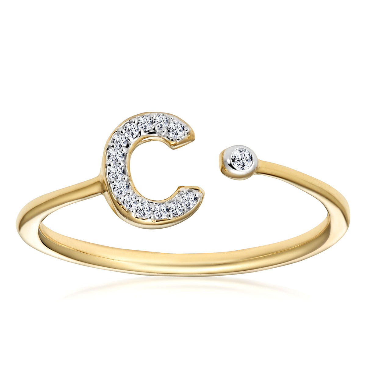 Diamond Initial C Ring 0.07ct set in 9K Gold