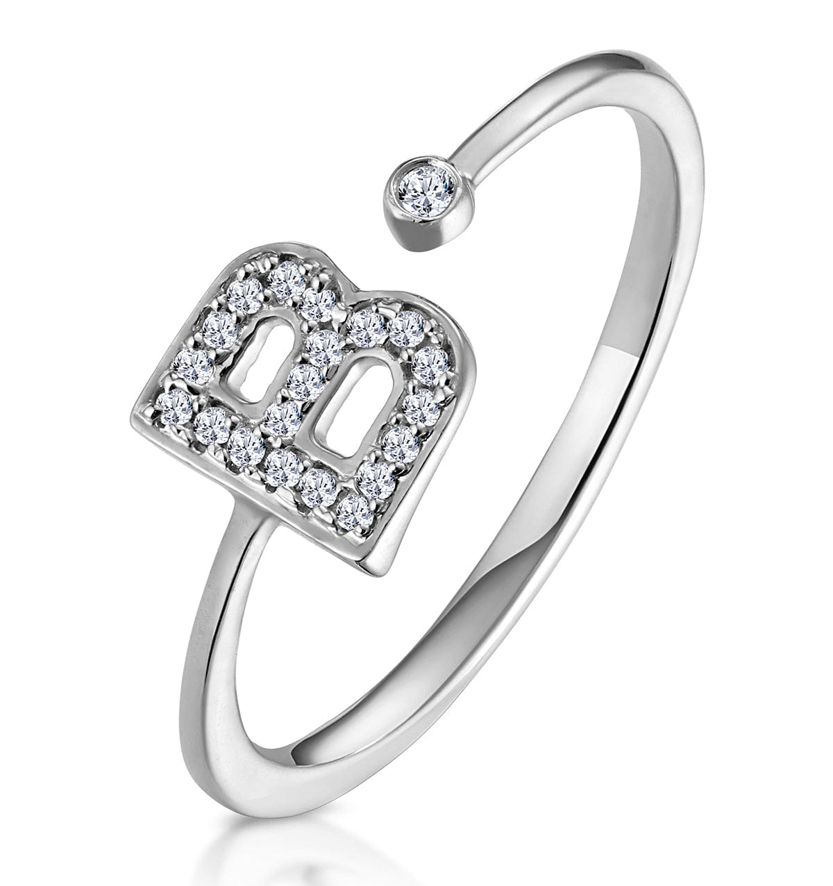 Diamond Initial B Ring 0.07ct set in 9K White Gold