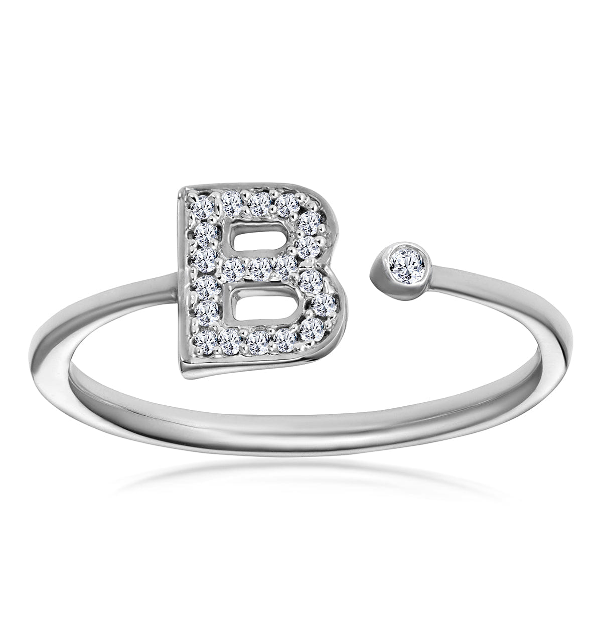 Diamond Initial B Ring 0.07ct set in 9K White Gold