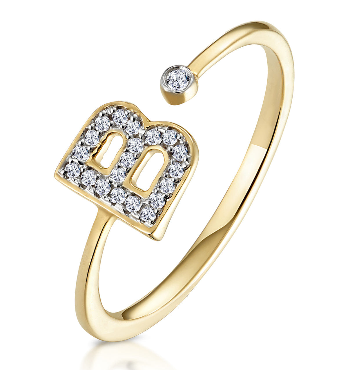 Diamond Initial B Ring 0.07ct set in 9K Gold