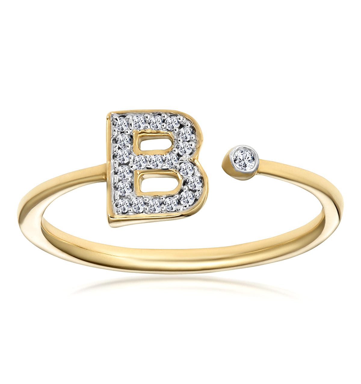 Diamond Initial B Ring 0.07ct set in 9K Gold