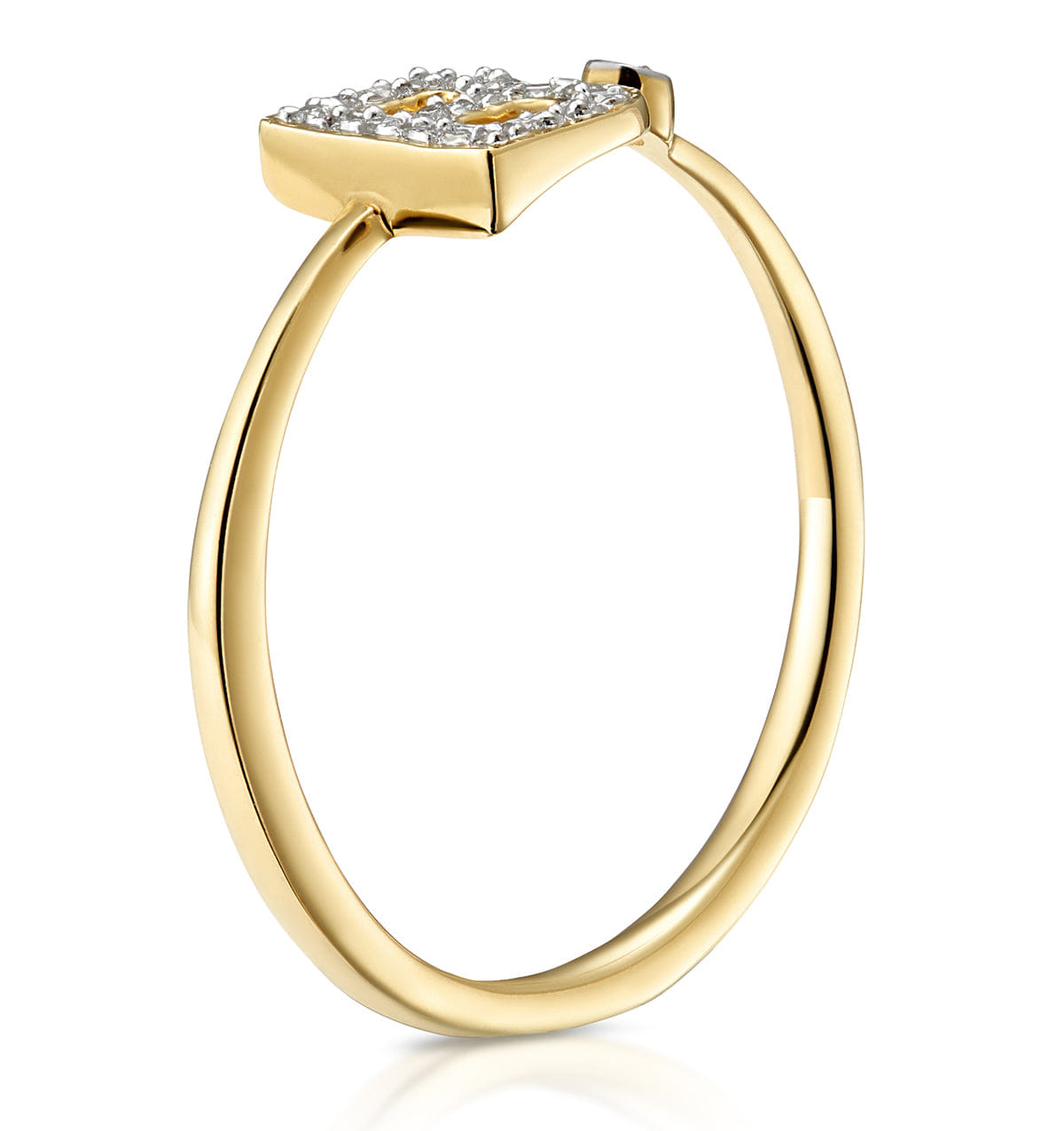Diamond Initial B Ring 0.07ct set in 9K Gold