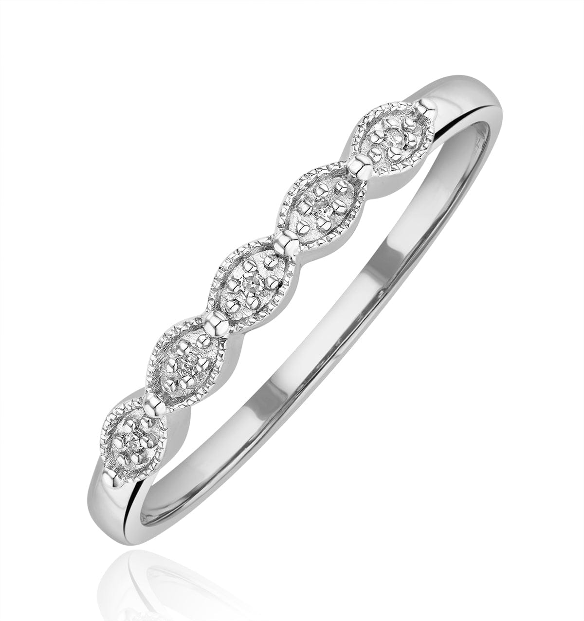 Diamond Half Eternity Ring 0.02CT Diamond 9K White Gold