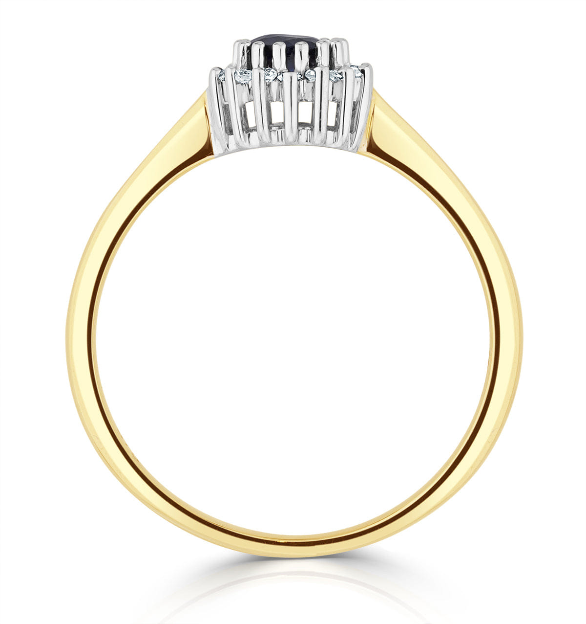 Diamond Sapphire 3 x 3 mm And Diamond 9K Gold Ring