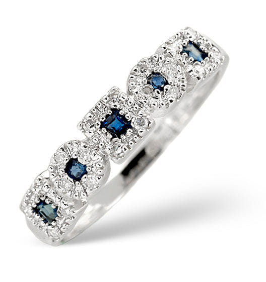 Diamond Sapphire 0.18ct And Diamond 9K White Gold Ring