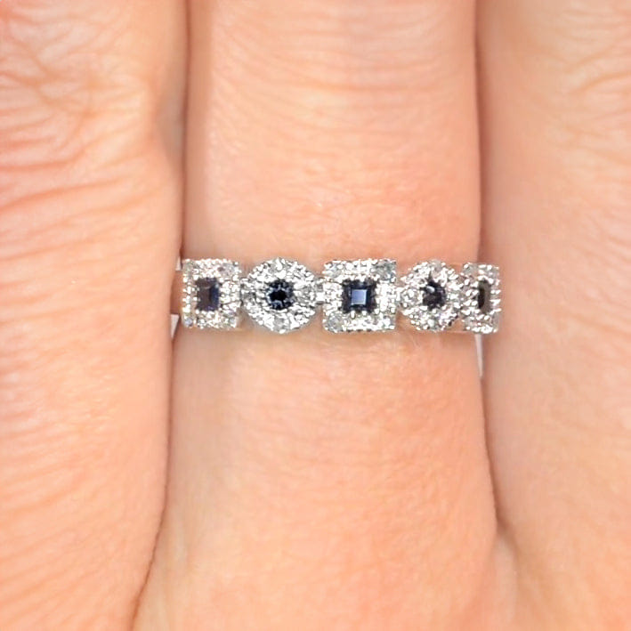 Diamond Sapphire 0.18ct And Diamond 9K White Gold Ring