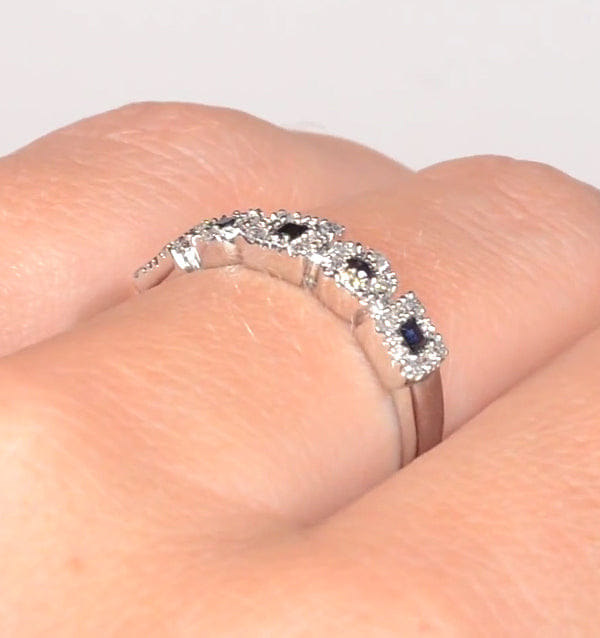 Diamond Sapphire 0.18ct And Diamond 9K White Gold Ring
