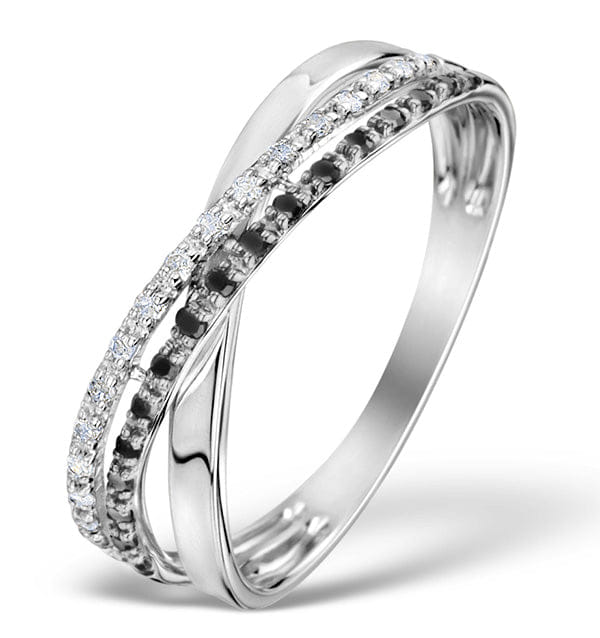 Diamond Black Diamond and Lab Diamond Crossover Ring 0.09ct in 925 Silver