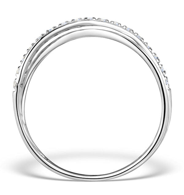 Diamond Black Diamond and Lab Diamond Crossover Ring 0.09ct in 925 Silver