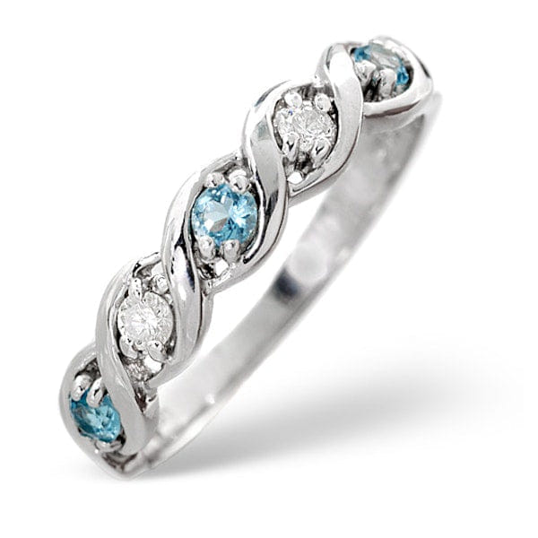 Diamond Blue Topaz 0.18CT And Diamond 925 Sterling Silver Ring