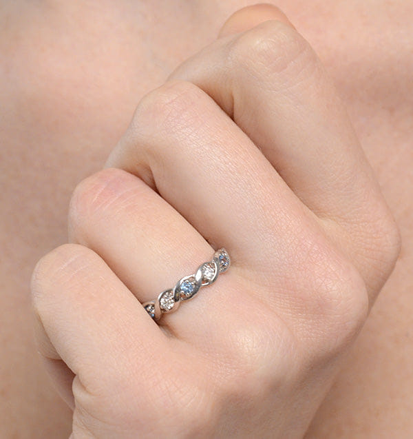 Diamond Blue Topaz 0.18CT And Diamond 925 Sterling Silver Ring