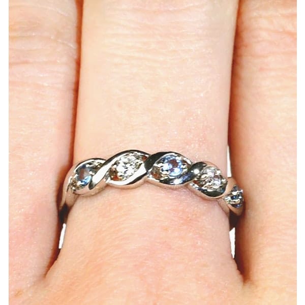 Diamond Blue Topaz 0.18CT And Diamond 925 Sterling Silver Ring