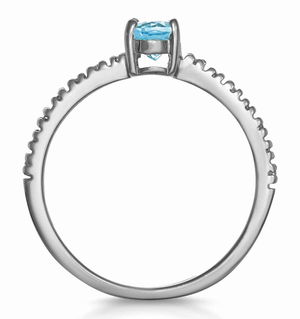 Diamond 9K White Gold Diamond and Aquamarine Ring 0.08ct
