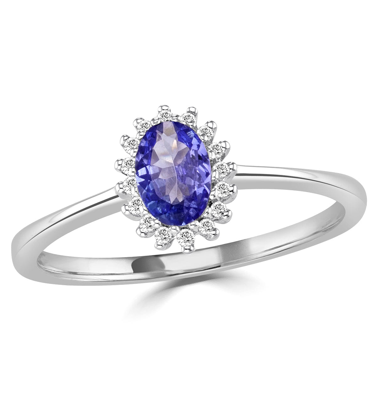 Diamond Tanzanite 6 x 4 mm And Diamond 9K White Gold Ring