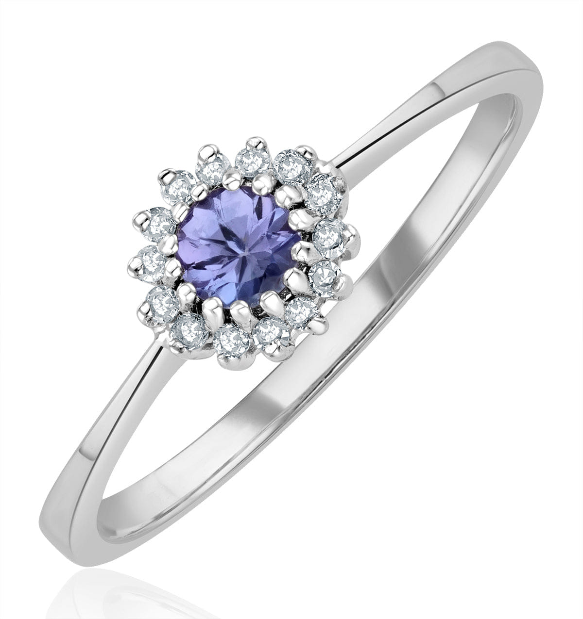 Diamond Tanzanite 3.5 x 3.5 mm And Diamond 9K White Gold Ring