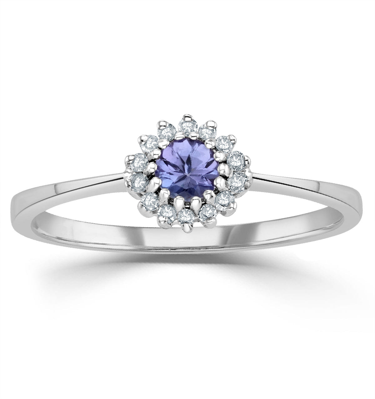 Diamond Tanzanite 3.5 x 3.5 mm And Diamond 9K White Gold Ring