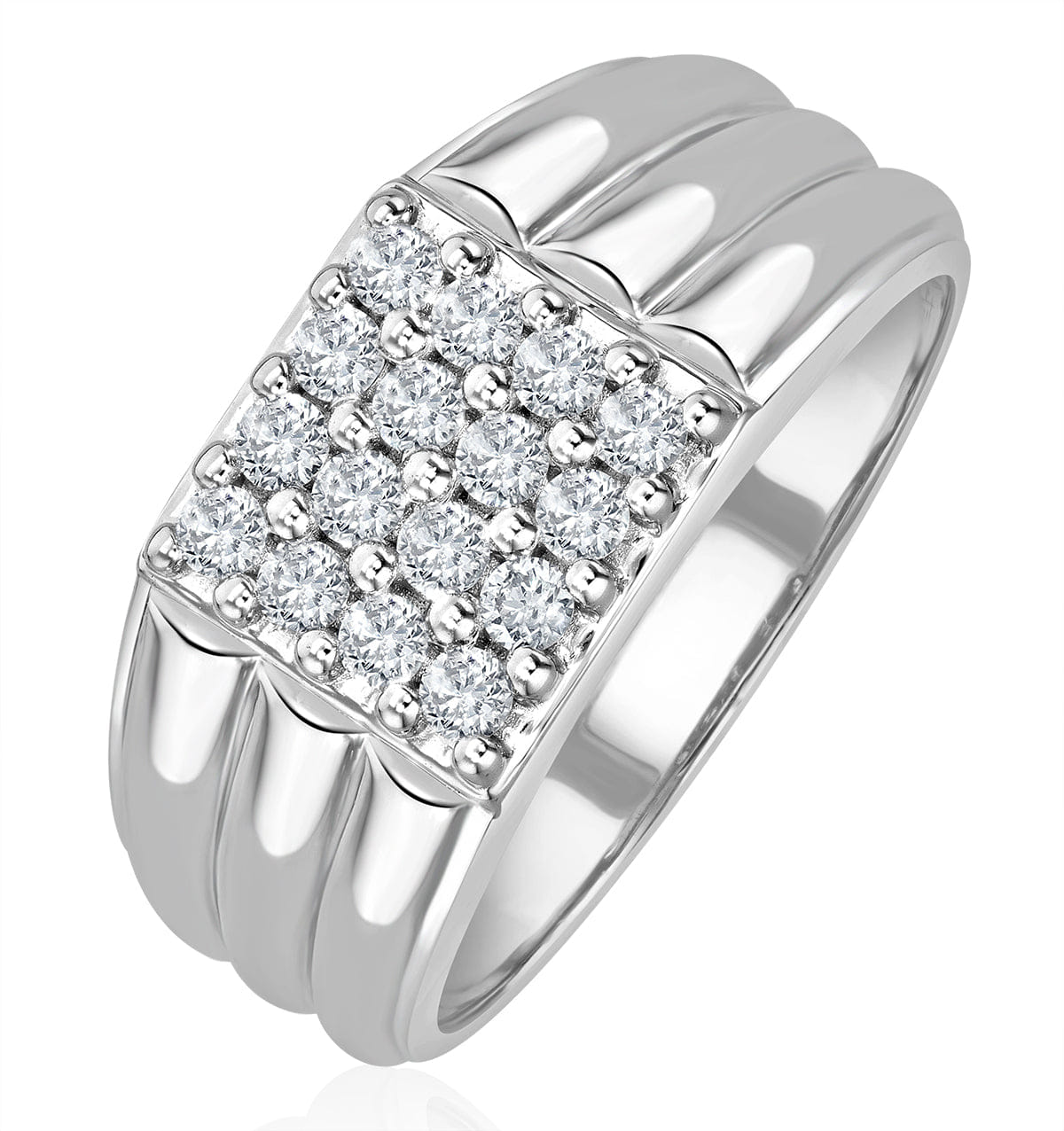 Diamond Mens Lab Diamond Encrusted 0.50ct H/Si Signet Ring in Sterling Silver