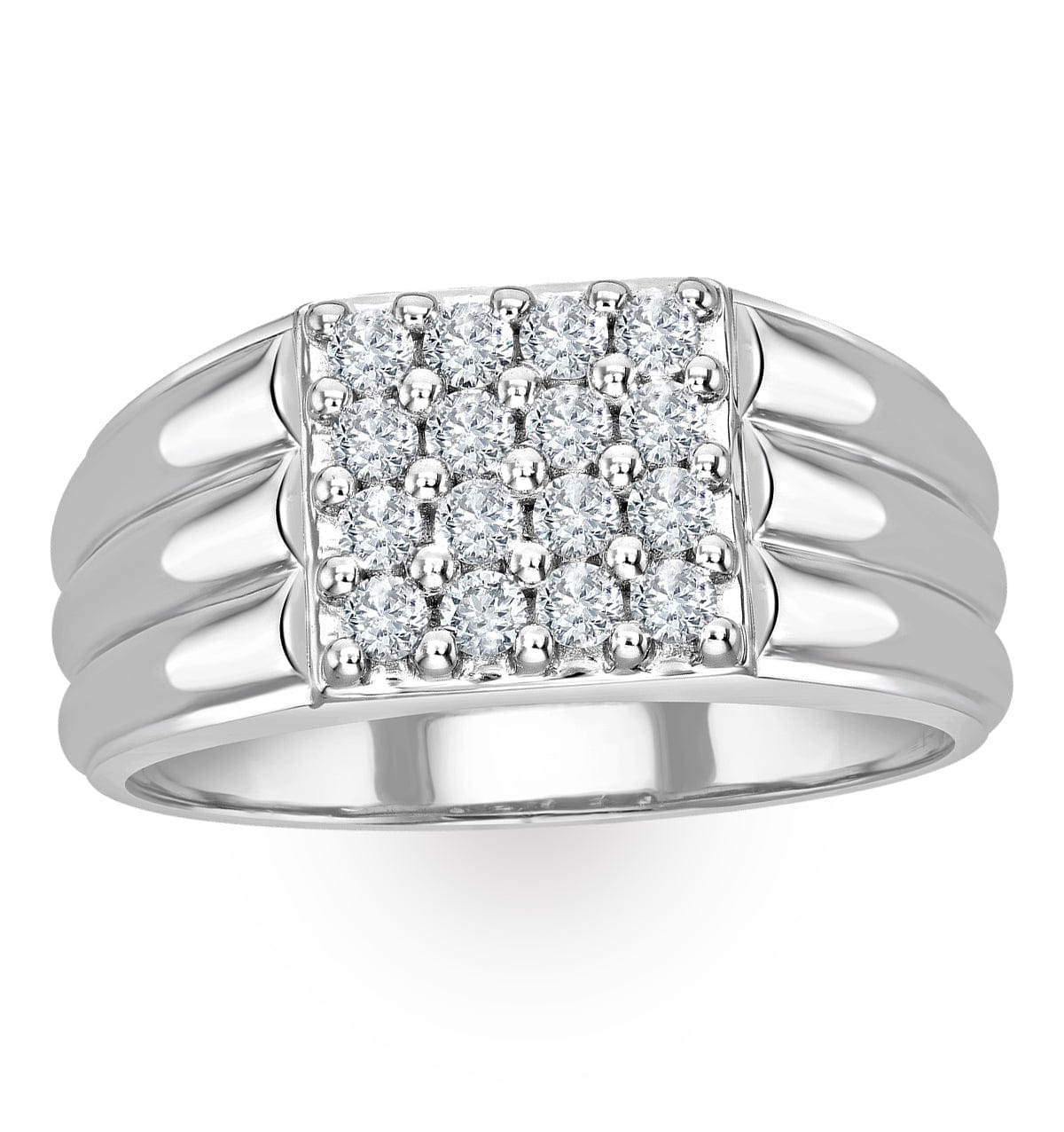 Diamond Mens Lab Diamond Encrusted 0.50ct H/Si Signet Ring in Sterling Silver