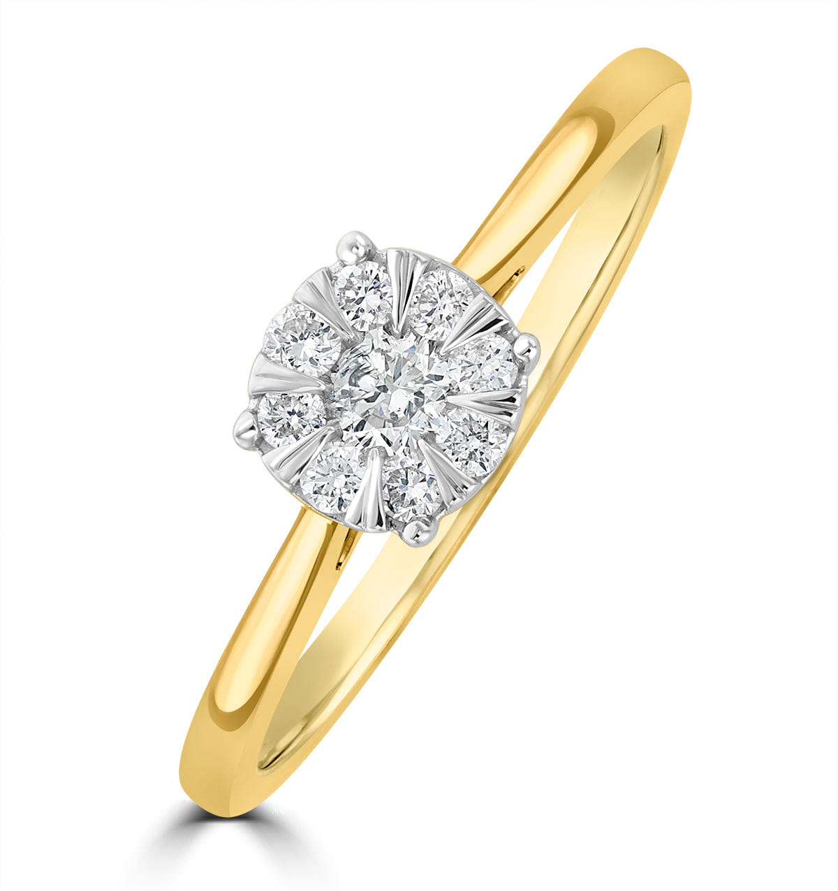 Solitaire 0.25ct Lab Diamond Cluster Solitaire Ring H/Si in 9K Gold