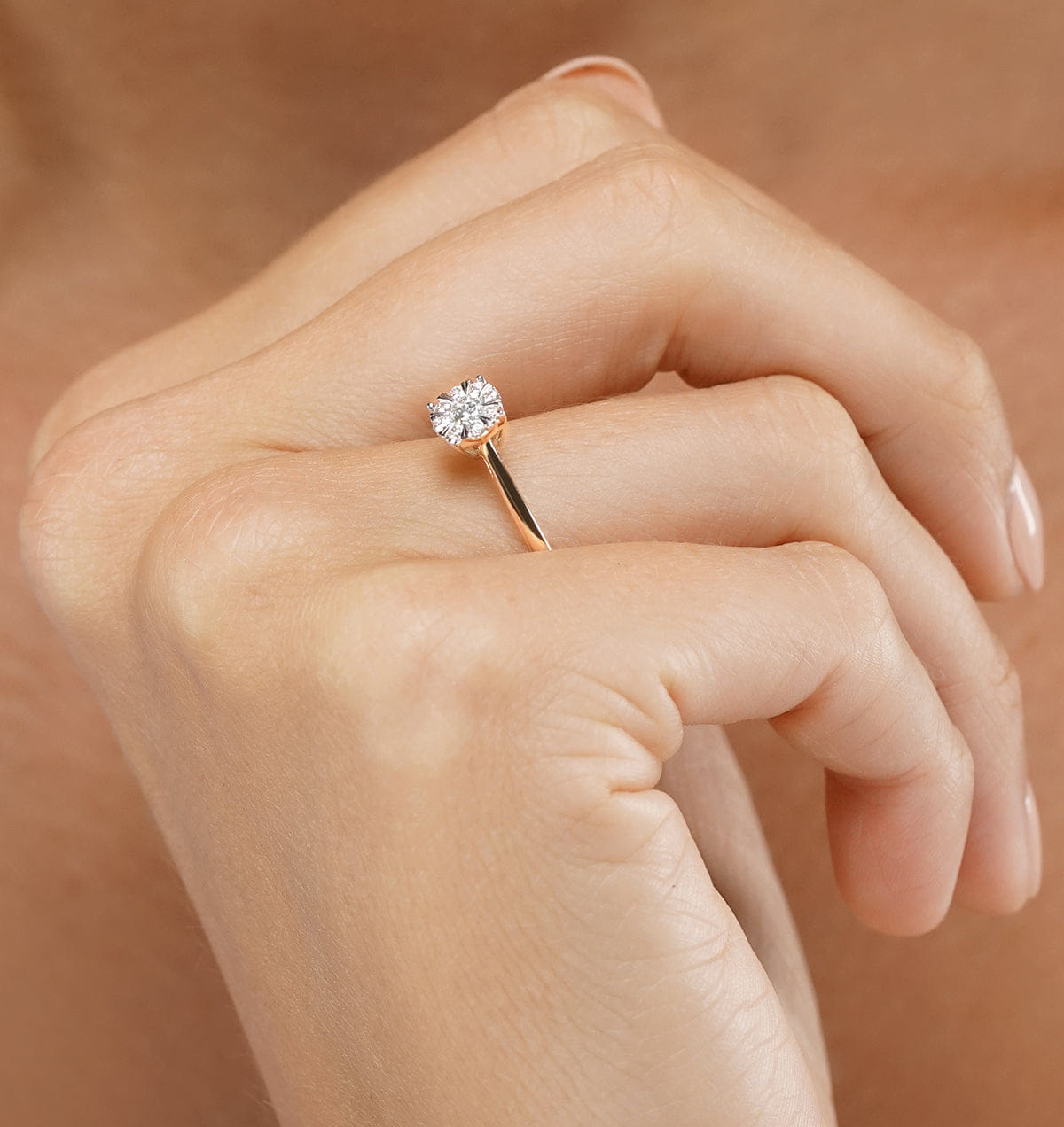 Solitaire 0.25ct Lab Diamond Cluster Solitaire Ring H/Si in 9K Gold