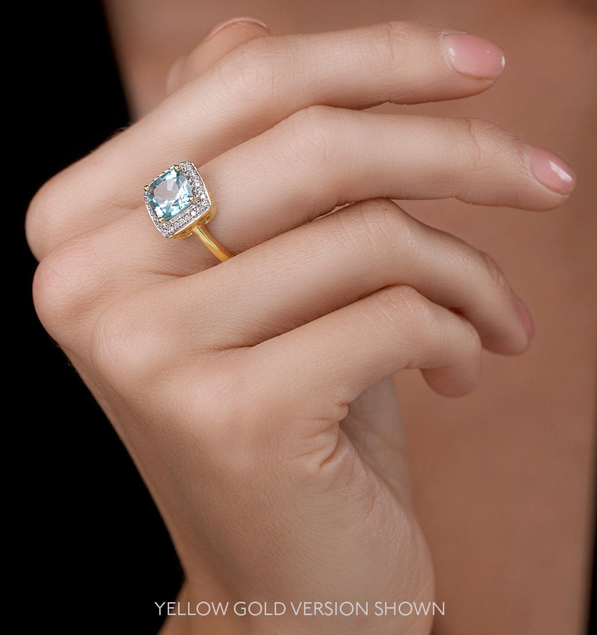 Diamond 2ct Blue Topaz and Lab Diamond Ring 9K White Gold - Asteria