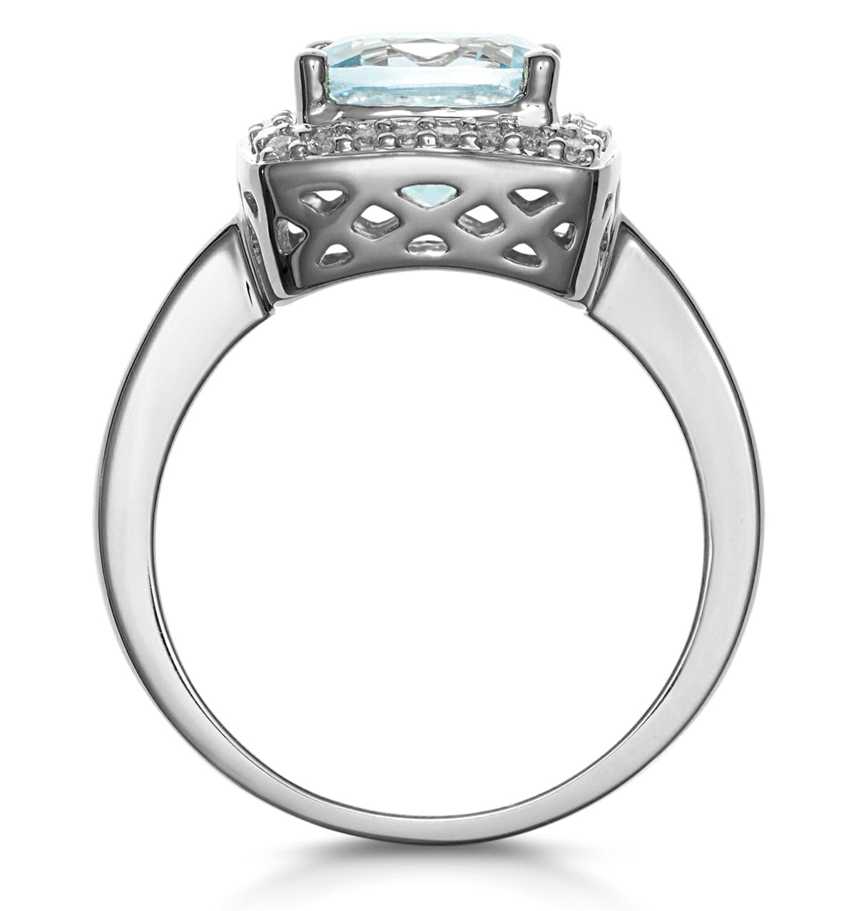 Diamond 2ct Blue Topaz and Lab Diamond Ring 9K White Gold - Asteria