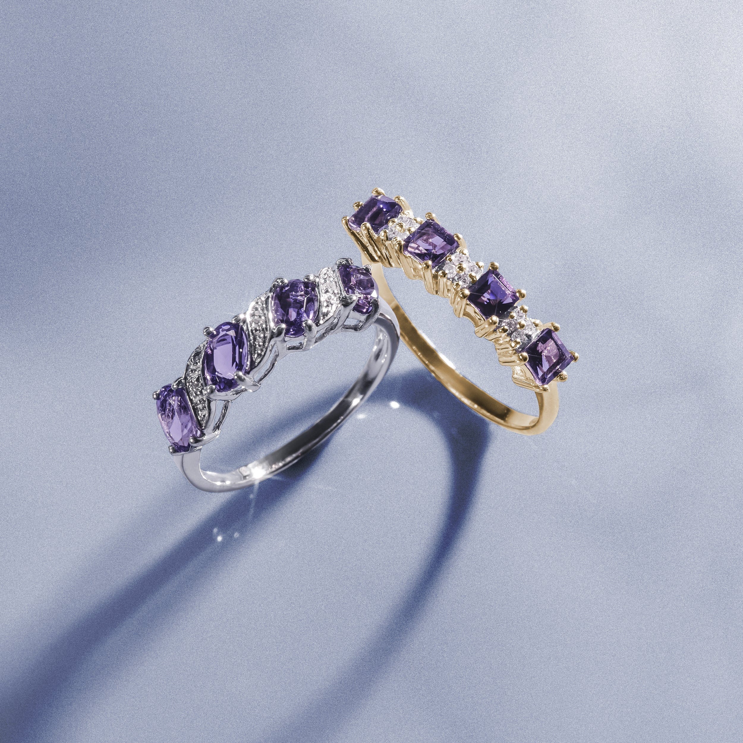 Diamond Amethyst 0.56ct And Diamond 9K Gold Ring