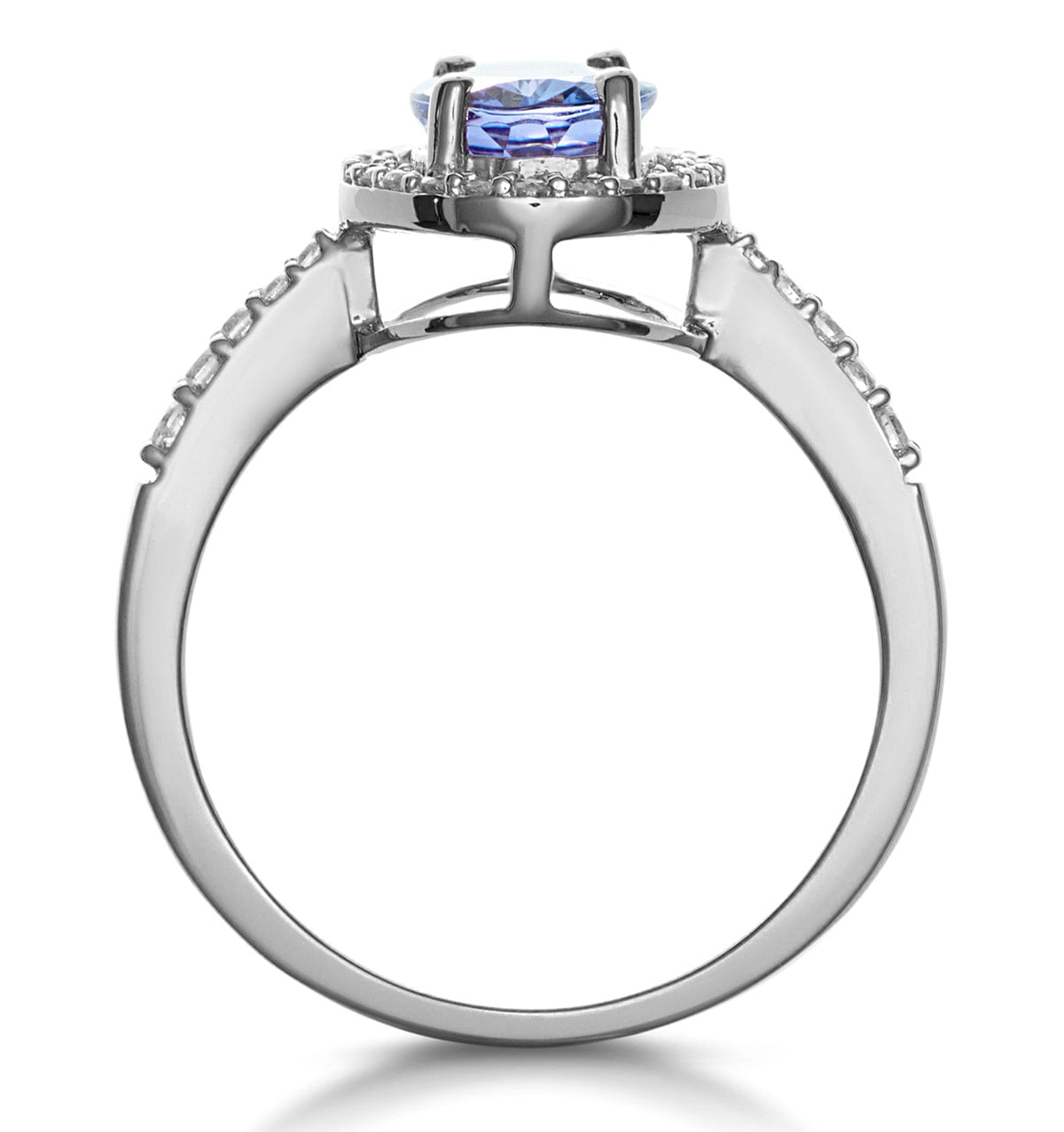 Diamond Tanzanite and Lab Diamond Oval Halo Ring in 9KW Gold - Asteria
