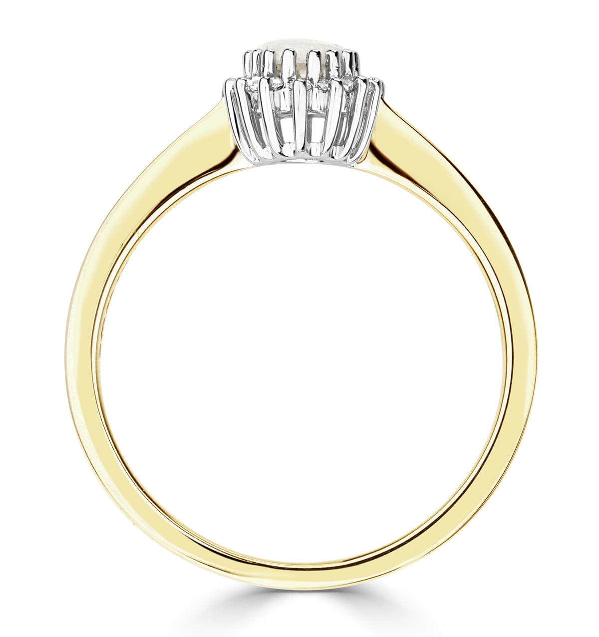 Diamond Opal 6 x 4 mm And Diamond 9K Yellow Gold Ring
