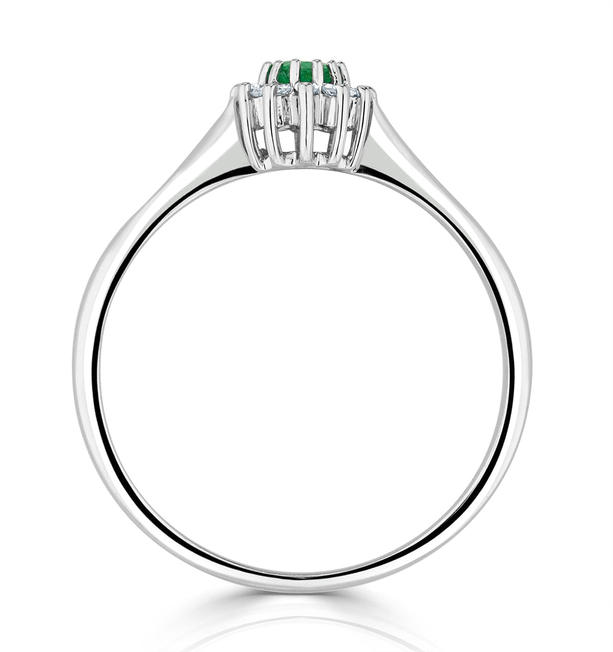 Diamond Emerald 4 x 3 mm And Diamond 9K White Gold Ring