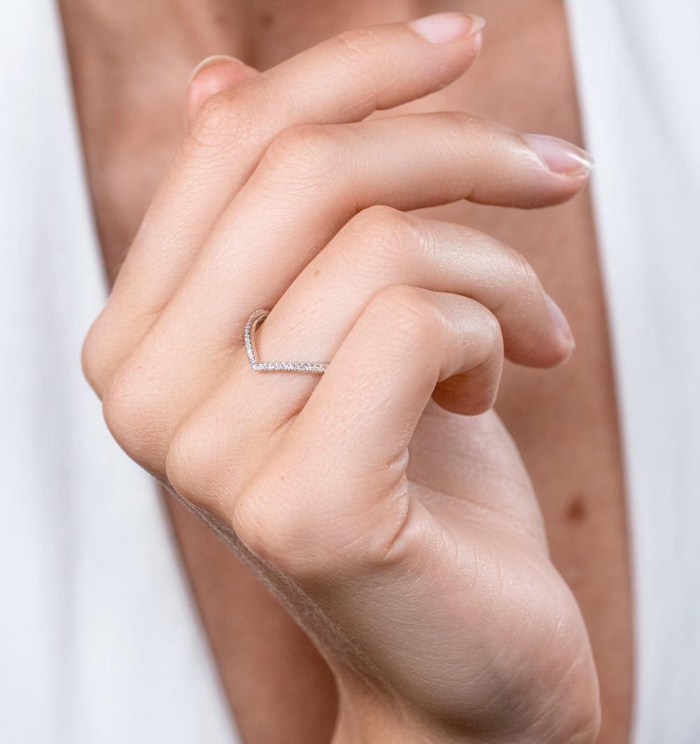 WISHBONE Stellato Collection Diamond Wishbone Ring 0.12ct in 9K White Gold