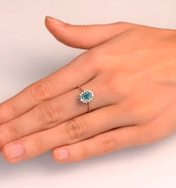 Diamond Emerald 0.83ct And Diamond 9K White Gold Ring