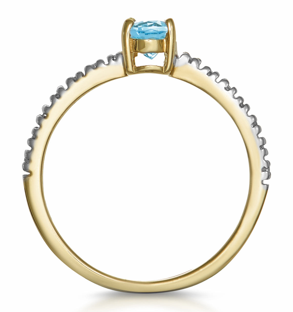 Diamond Aquamarine 0.35CT And Diamond 9K Yellow Gold Ring