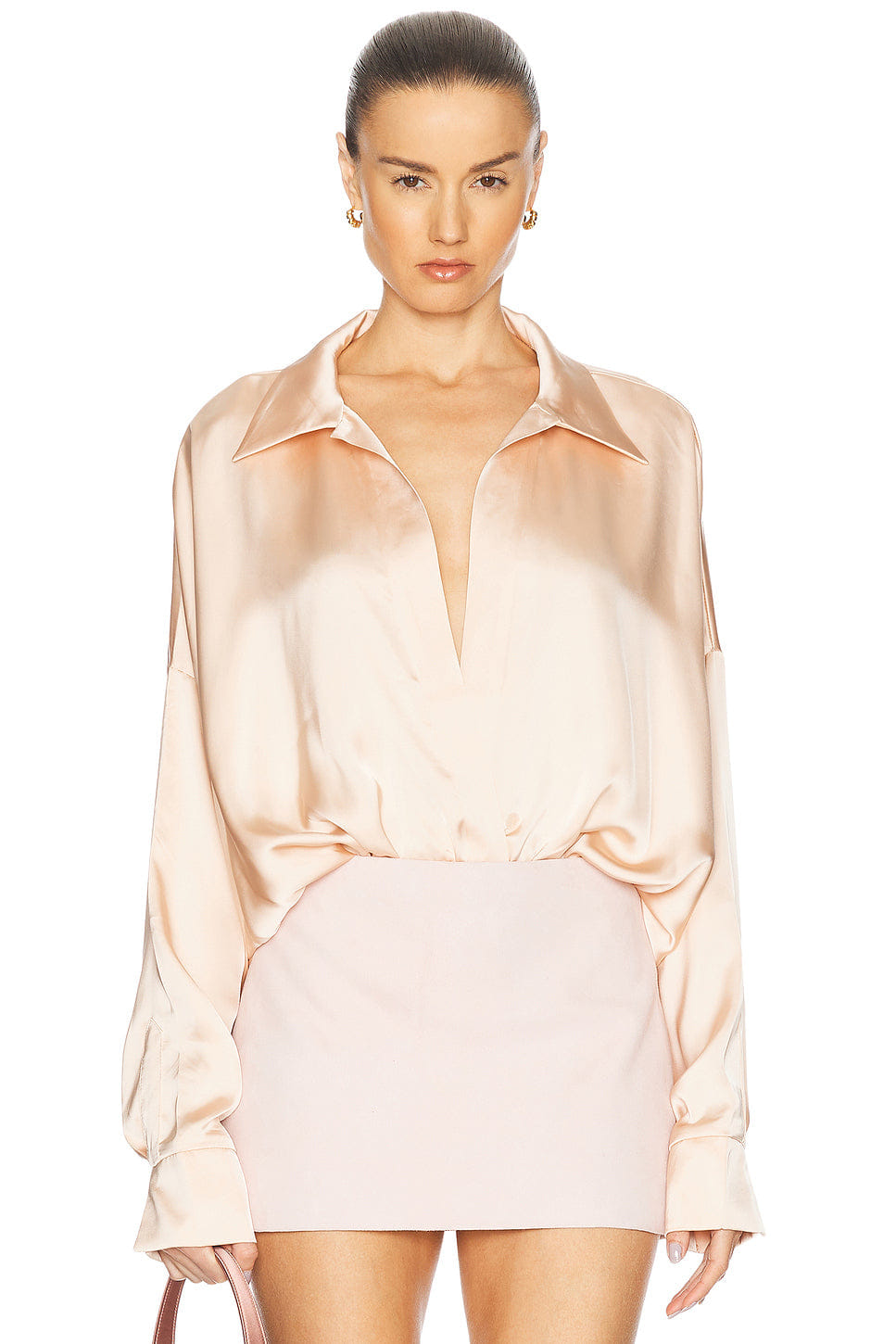 Norma Kamali Super Oversized Boyfriend Shirt Bodysuit