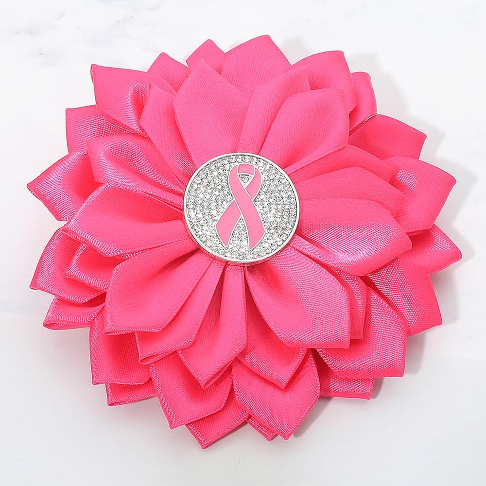 Flower Pink Awareness Ribbon Flower Ribbon Brooch Hair Clip