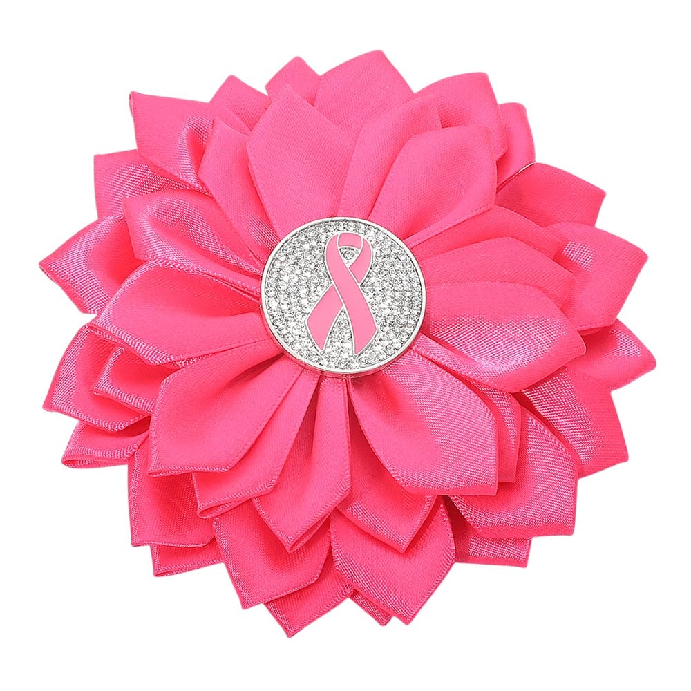 Flower Pink Awareness Ribbon Flower Ribbon Brooch Hair Clip