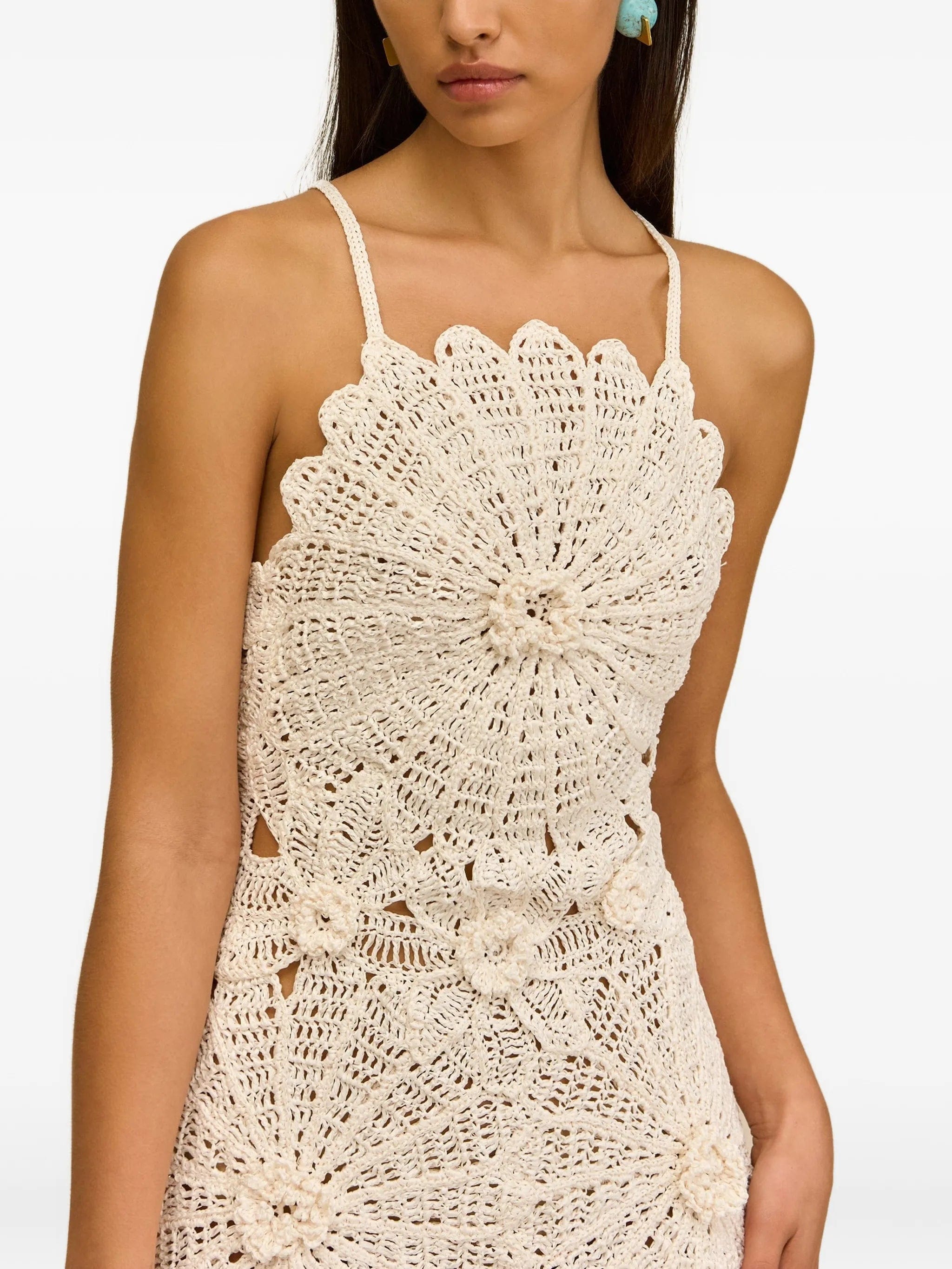 Cult Gaia Samelia crochet - knit scalloped - edge mini dress